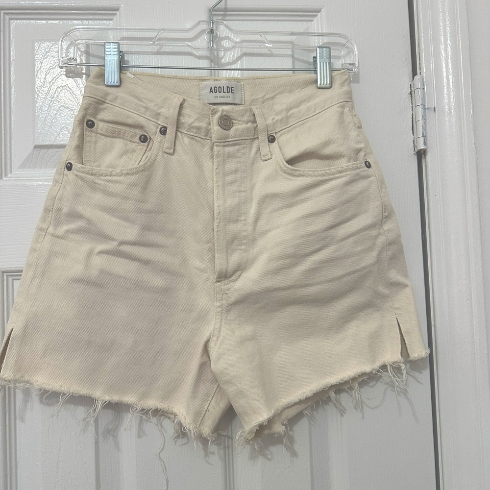 Agolde Dee High Waisted Shorts - Shade “Paper”